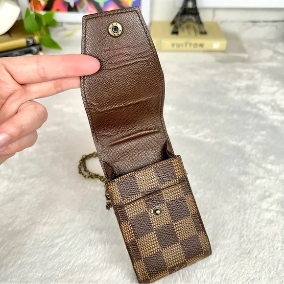 Louis Vuitton Damier Ebene Card Case Holder KEY FOB wristlet pouch CUTE! - Picture 7 of 9